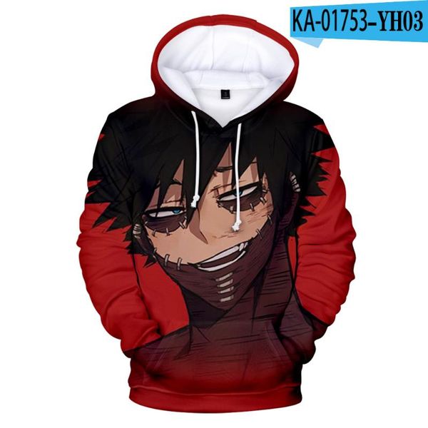 

men's hoodies & sweatshirts my hero academia dabi hoodie personality anime men women hoody boku no boys girls kids clothes, Black