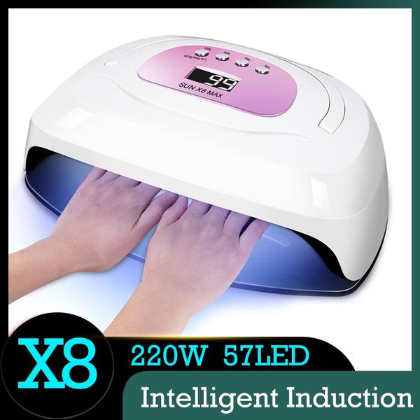 

max 220/6w uv led lamp 57/3 leds nail dryer for drying gel polish 10/30/60/99s timer auto professional manicure dryers