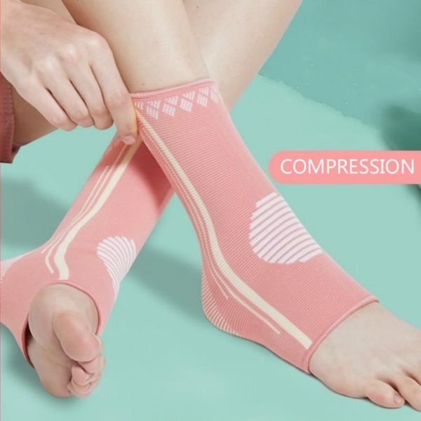 

ankle support 1pair women girls elastic compression sleeve pink plantar fasciitis arch foot socks splint pain brace guard, Blue;black