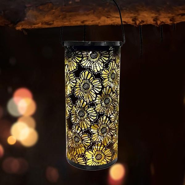

outdoor wall lamps column wrought lantern solar light hollow iron hanging lamp garden decoration lights handle