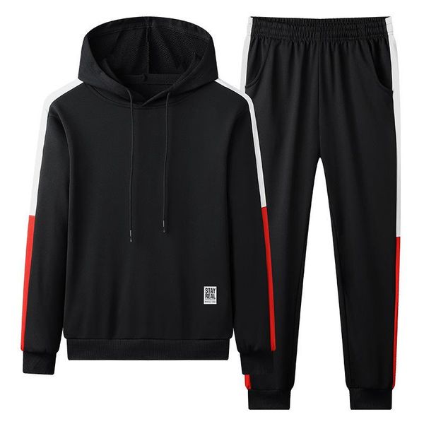 

jogging clothing 2021 autumn winter leisure sports suit two piece men's fashion youth hoodie spring and, Black;red
