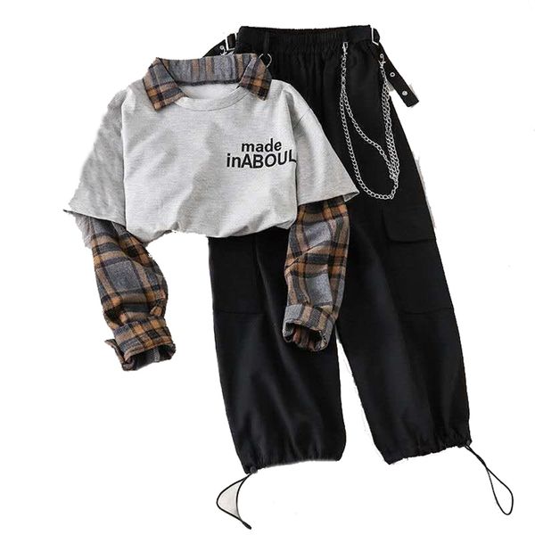 

autumn spring women casual joggers 2 piece high waist loose female hip hop trousers with blouse funny streetwear femme 211112, Black;white