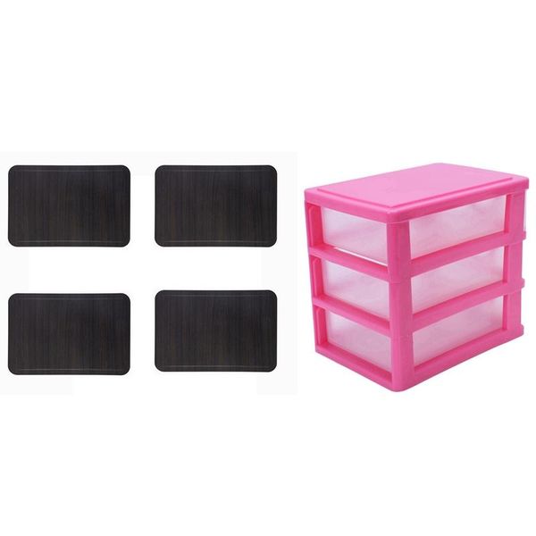 

mats & pads 1 pcs mini translucent drawer type plastic storage box 4 imitation wood grain placemat pu pad table