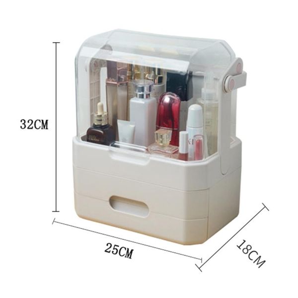 

lipstick beauty organizer makeup dustproof cosmetics storage box skin care products rack deskwith handle bottles & jars