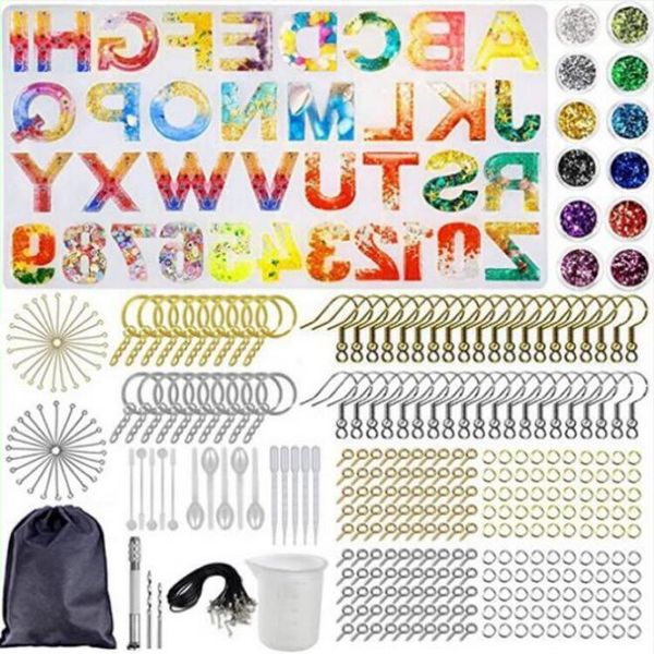 

craft tools diy alphabet number silicone mold kit, epoxy resin set ,used to make keychain pendants and other handmade artwork