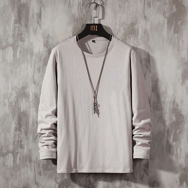 

men's t-shirts t shirt 2021 long sleeve t-shirt solid color spring and autumn korean fashion simple base coat loose casual student swea, White;black