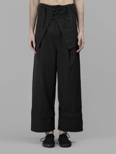 

men's pants trouser skirt straight leg wide spring and autumn black high waist fashion stylist loose large size