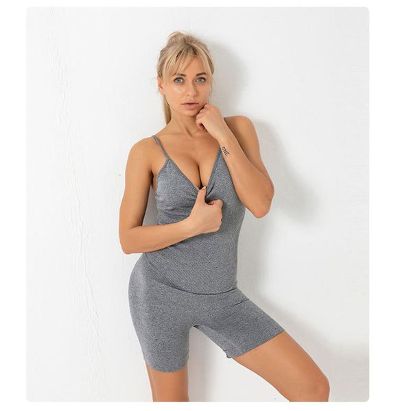 

fitness women's tracksuits yoga bodysuit sportswear tights autumn and winter, Gray