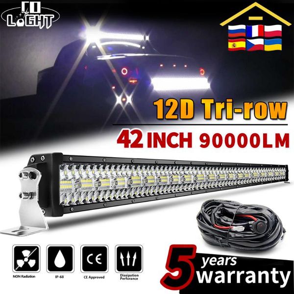 

working light co 42inch ledlight bar 90000lm led offroad combo beam 3-row work for trucks tractor 4x4 suv atv boat 12v 24v