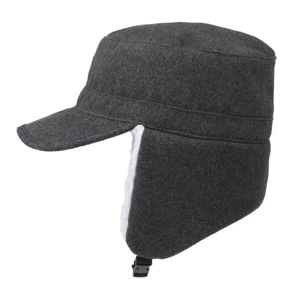 

men women soft fleece warm winter hats sherpa lined with visor windproof earflap outdoor snow ski cap cycling caps & masks, Black