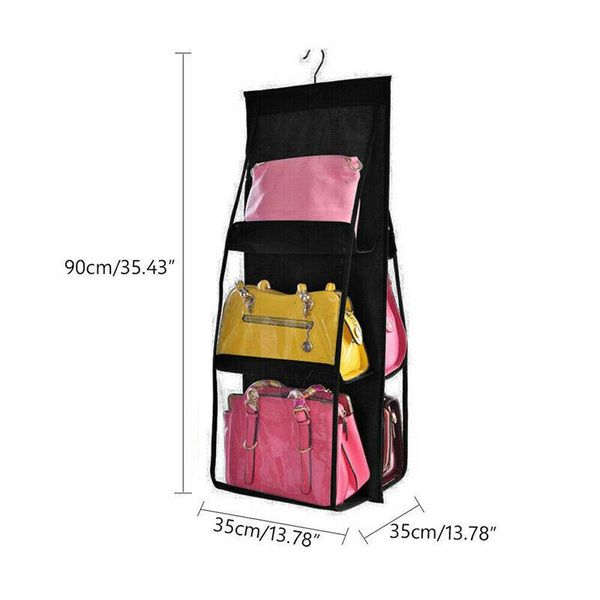 

storage boxes & bins handbag hanging organizer wardrobe 3d double side 6 pockets bag for closet