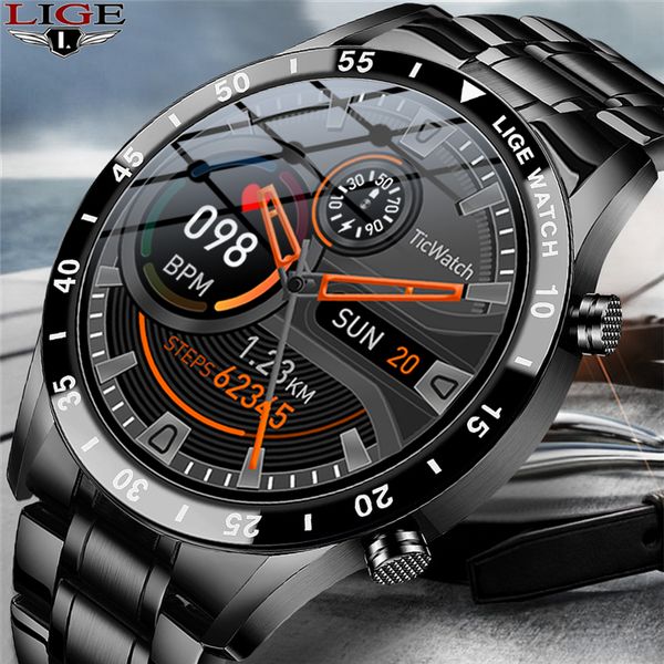 

lige new men smart watch heart rate blood pressure ip67 waterproof sports fitness watch luxury smart watch male for ios androidg, Slivery;brown