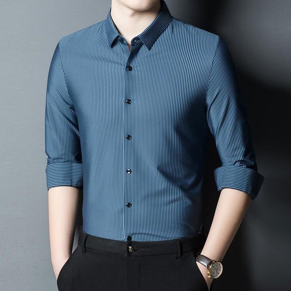 

men's casual shirts purple pinestriped business work for mens office wear social dress blue large size husband father clothes, White;black