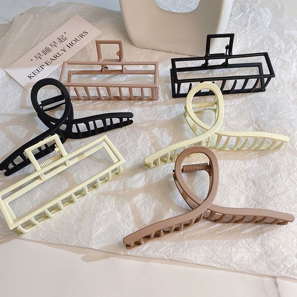 

barrettes hairpin milk tea color metal spray paint grab clip korean ins back of head shark simple geometric frosted hair accessories, Golden;silver