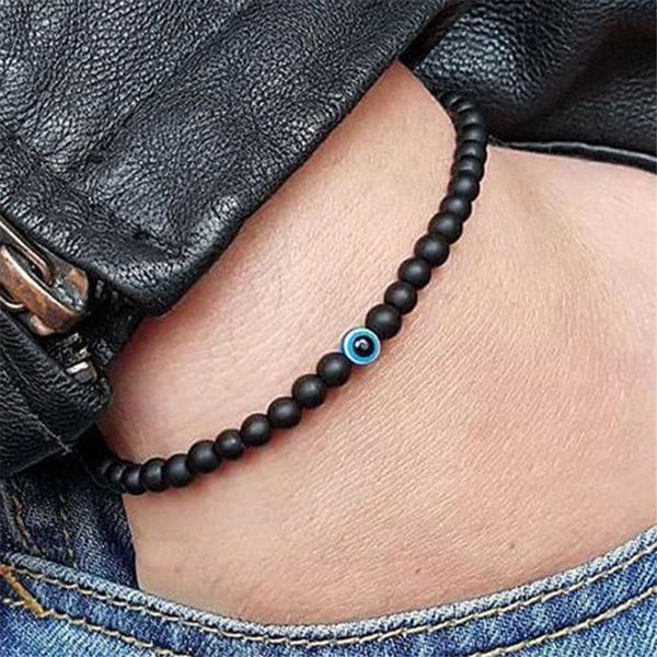 

link, chain 1pcs black 6mm matte natural stone bracelet eye bead men's