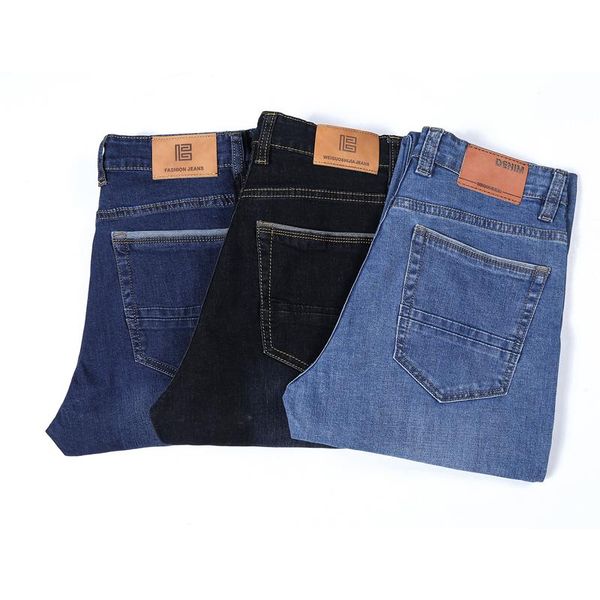 

men's jeans loose straight denim trousers autumn and winter 2021 fashion casual business stretch pants men large size 42 44, Blue