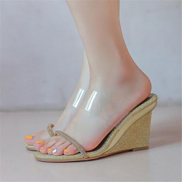 

transparent shoes women sandals fashion wedge woman high heels summer, Black