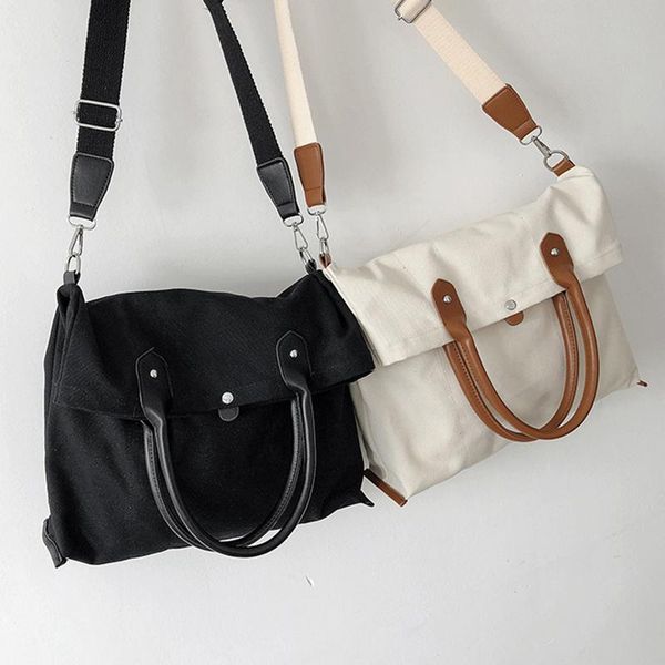 

lady casual women handbag simple canvas folded shopper bags women's messenger bag designer large capacity shoulder cross body