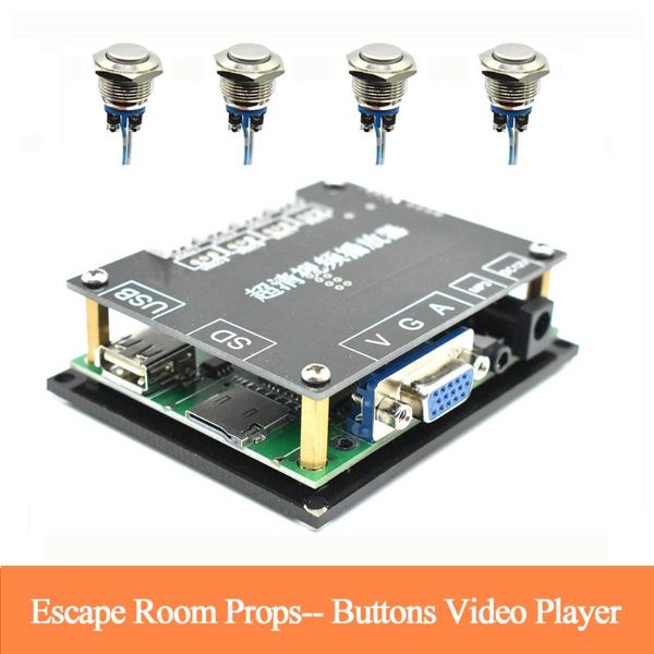 

escape room props hd video player press 4 buttons to play different videos with vga ,sd card ,usb interface support for alarm systems