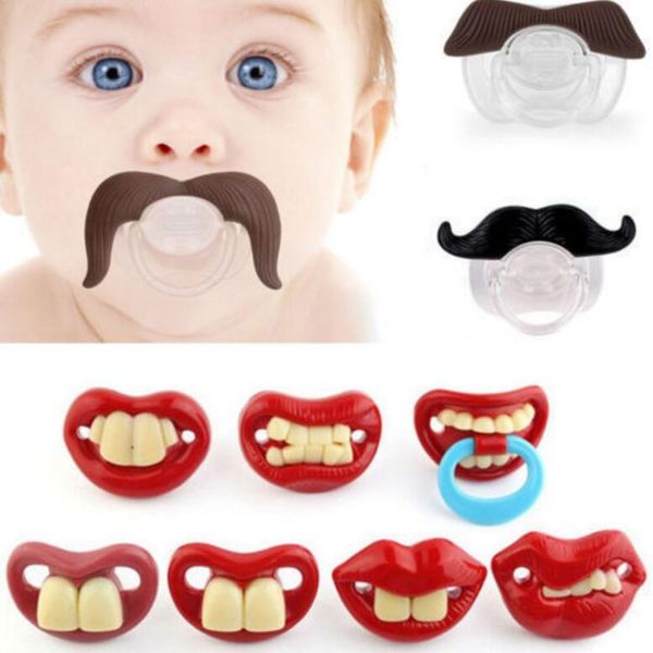 

100pcs cute funny dummies pacifier baby novelty maternity toddler child teething nipples funny moustache tooth