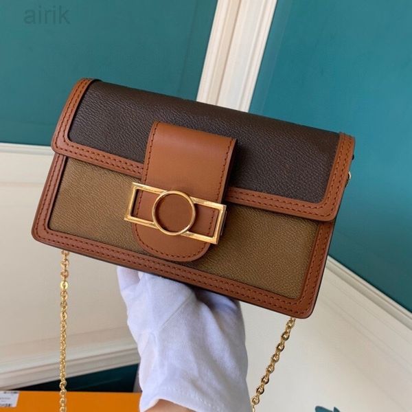

dauphine chain cross body bags reverse canvas cowhide circle women mini vintage shoulder bag m68746