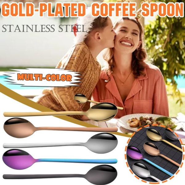 

spoons gold plated stainless steel mini teaspoons set for coffee sugar dessert kitchen utensils tableware dinnerware