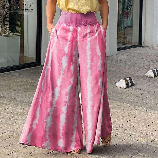 

women's pants & capris fashion wide leg 2022 summer striped maxi casual elastic high waist oversize pockets pantalon 7, Black;white