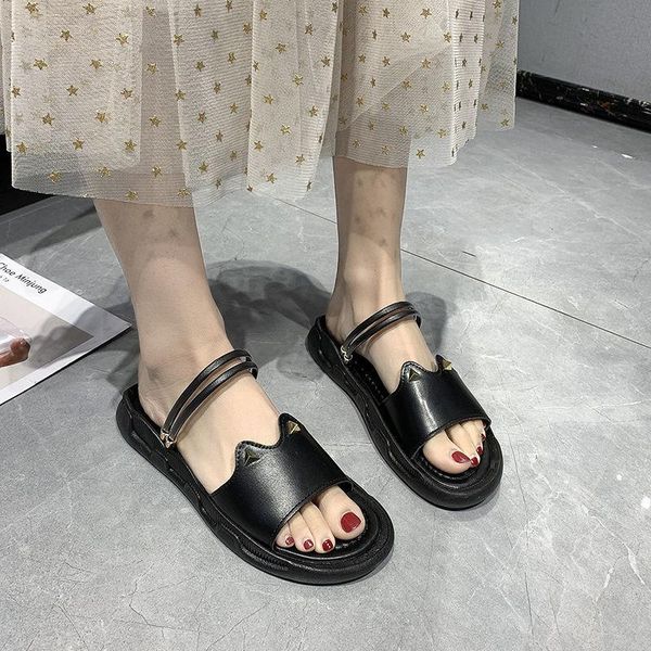 

sandals women's platform beach shoes flat gladiator open toe buckle soft female casual women, Black