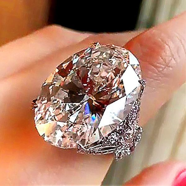 

wedding rings luxury female white zircon stone ring classic silver color big engagement charm crystal oval for women, Slivery;golden