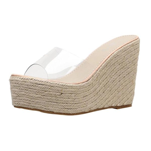 

vogue women elegant summer lady leisure platform sandals wedge beach slipper thick-soled wear-resistant shoes woman may 21, Black
