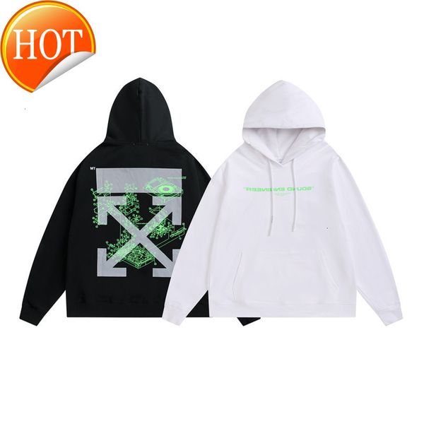 

winter high autumn 2021 new version tide brand off style men's and women's hooded terry sweater hoodie, Black
