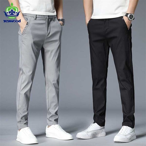 

autumn casual pants men cotton classic style fashion business slim fit straight cotton solid color brand trousers 38 211112, Black