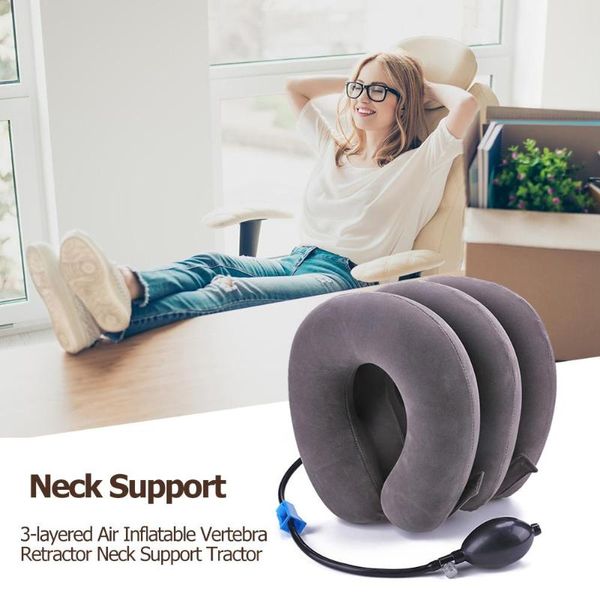 

pillow 3-layered u neck air inflatable cervical head pain shoulder relax support massager cushion traction