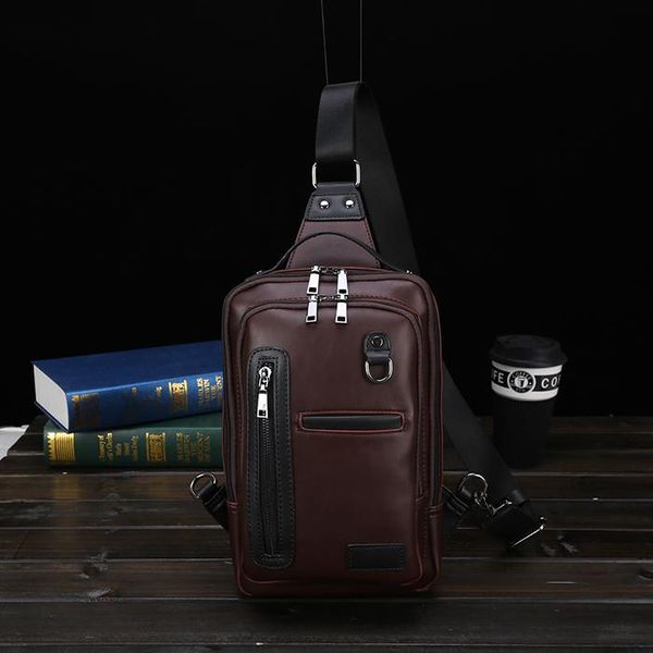 

backpack 6695 men's crossbody bags usb chest bag front leisure leather shoulder diagonal package back pack cafebag