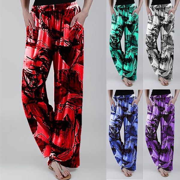 

women print yaga pants plus size loose sports casual high waist soft trousers sweatpant workout with pockets1, White;red