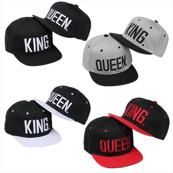 

4 color king queen embroidery snapback hat acrylic men women couple baseball cap hip hop sport caps fashion dad hats, Blue;gray