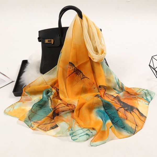 

Scarves 25# Women Floral Print Scarf Summer Thin Soft Wrap Ladies Elegant Shawl Breathable Chiffon Neckerchief Tippet, Blue;gray