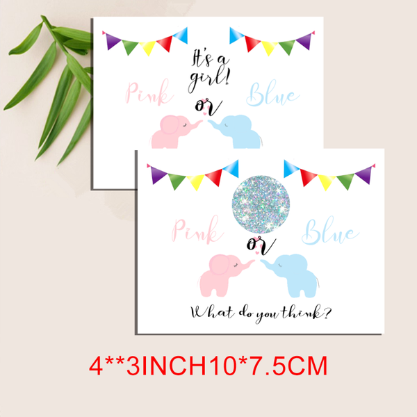 

gender reveal scratch cards pregnancy announcement off blue or pink girl boy greeting