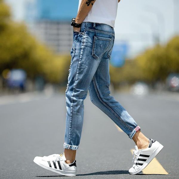 

men's jeans man mens pants korean pantalon homme denim trousers men ripped 2021 casual, Blue