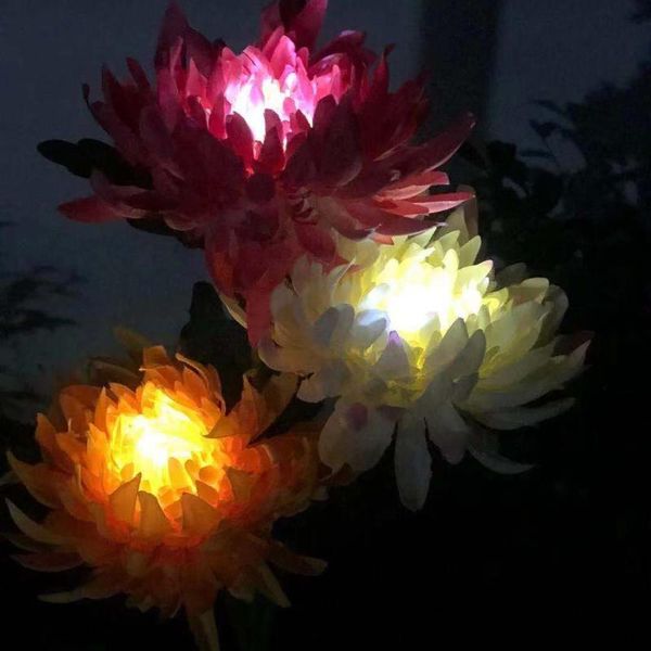 

lawn lamps 1/2pc outdoor solar chrysanthemum light led garden simulation flower plug-in decoration landscape