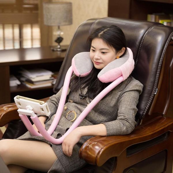 

hanging neck stand,mobile phone stand protect the plush pillow cell mounts & holders