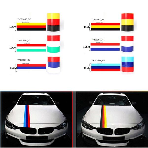 

keychains 1pcs germany belgium italy russia france country flag m three color luxury car front hood sides pvc sticker sports racing decals, Silver