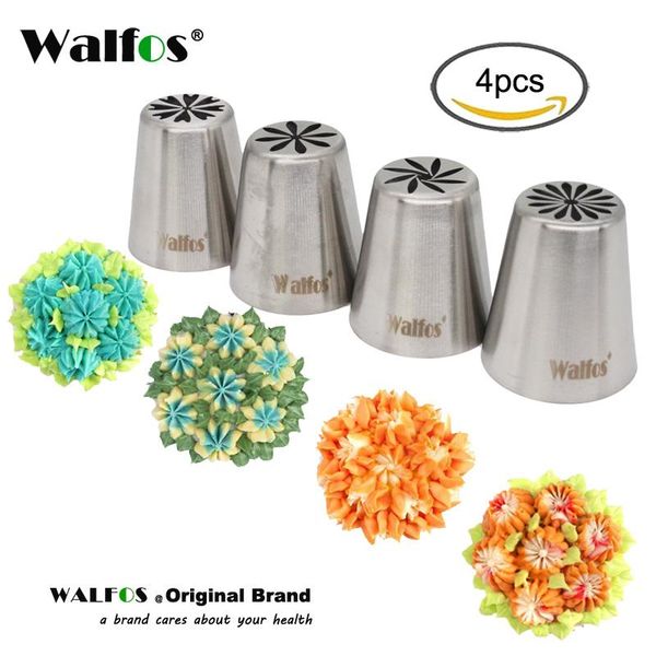 

baking & pastry tools walfos 4pcs/lot metal stainless steel cutters professional cake decorators russian nozzles piping tips for kitchen