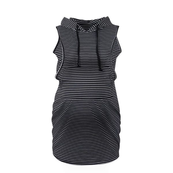 

maternity dresses dress striped hooded pocket pregnant woman breastfeeding, White