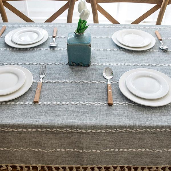 

thickened tea table dining room rectangle home decoration multifunction wedding party solid decorative tablecloth with tassel cloth