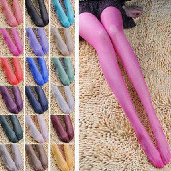 12 farben Frauen Dame Sommer Sexy Candy Farbe Dünne Strumpfhosen Feste Strumpfhosen Mode Elastische Lange Strümpfe Strumpfwaren Y1130