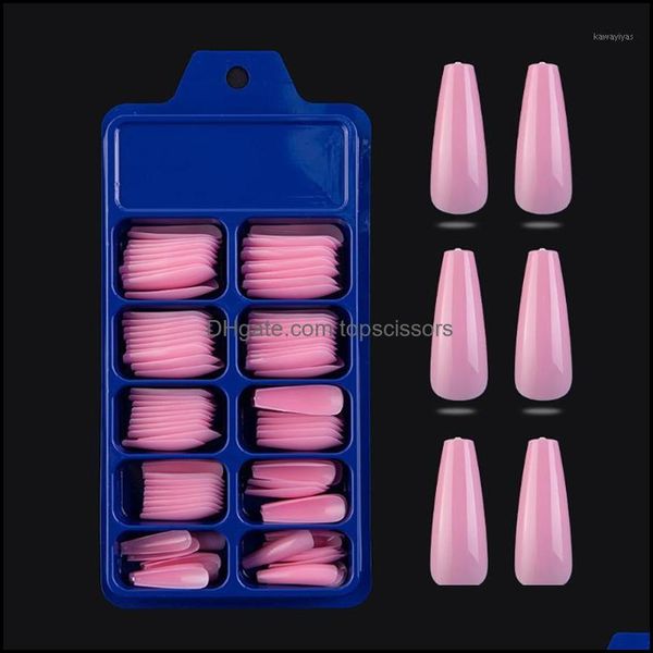 

salon health & beauty100pcs/box acrylic candy color full er false nail tips long coffin fake nails extension diy art tool1 drop delivery 202, Red;gold
