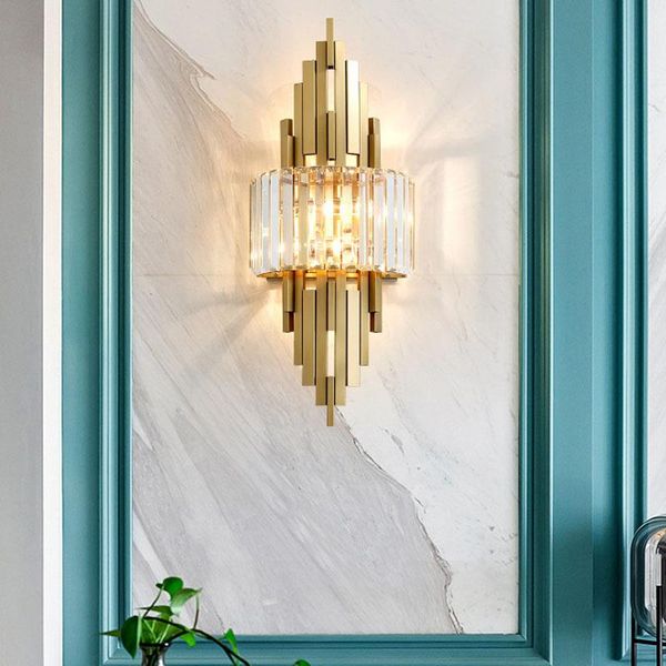 

wall lamp design luxury crystal luster gold applique fixture modern home led