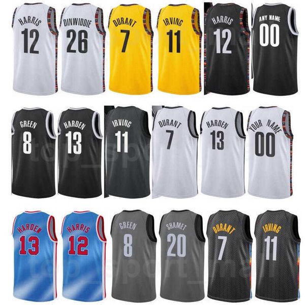 

basketball screen printed jeff green jersey bruce brown timothe luwawu-cabarrot landry shamet james harden kyrie irving, Black;red