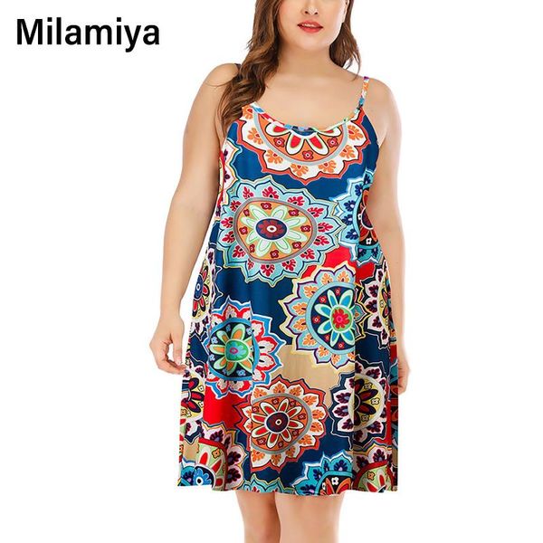 

casual dresses summer women 2021 beach style loose dress sleeveless plus size ladies print party mini, Black;gray